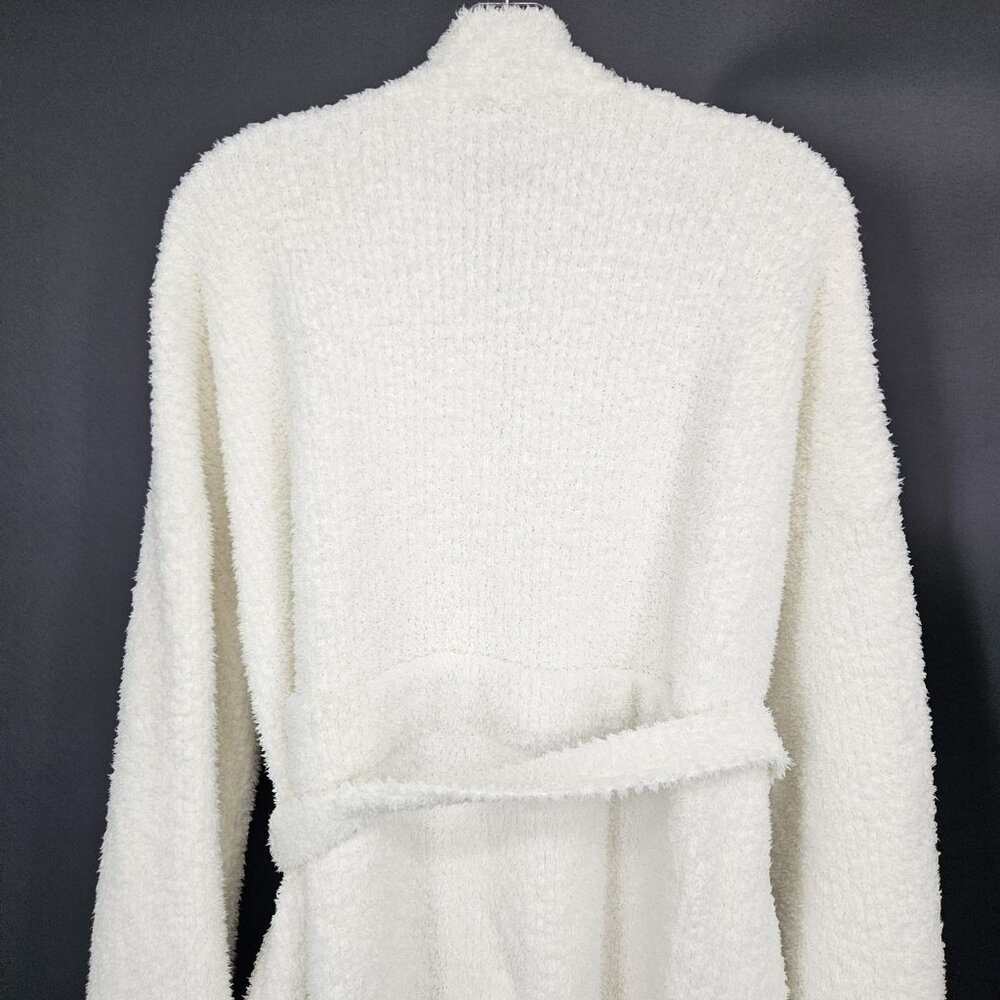 Robe Womens Large White Sherpa Fleece Belted Pockets Cozy Lounge Thick Plush - Picture 10 of 14